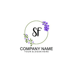 SF Initial handwriting logo vector. Hand lettering for designs