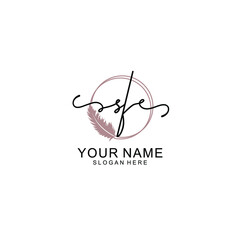 Initial SF beauty monogram and elegant logo design  handwriting logo of initial signature