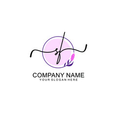 Initial SF beauty monogram and elegant logo design  handwriting logo of initial signature