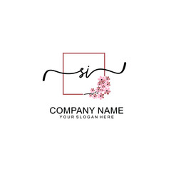 Initial SI beauty monogram and elegant logo design  handwriting logo of initial signature