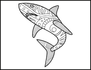 Fototapeta premium dolphin mandala coloring page, sea life set coloring page mandala design