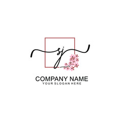 Initial SJ beauty monogram and elegant logo design  handwriting logo of initial signature