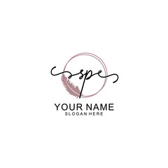 Initial SP beauty monogram and elegant logo design  handwriting logo of initial signature