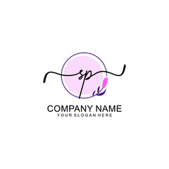 Initial SP beauty monogram and elegant logo design  handwriting logo of initial signature