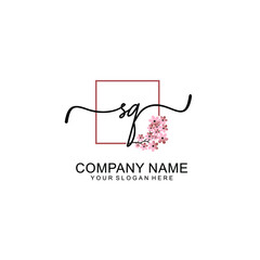 Initial SQ beauty monogram and elegant logo design  handwriting logo of initial signature
