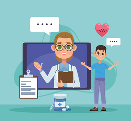 female doctor in tablet