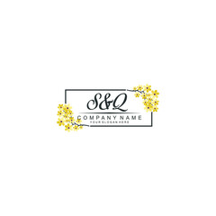 SQ Initial handwriting logo vector. Hand lettering for designs