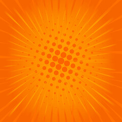 comic background halftone dots yellow color.  retro sunburst effect