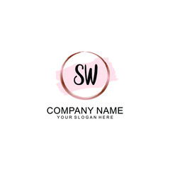 SW Initial handwriting logo vector. Hand lettering for designs