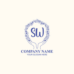 SW initial hand drawn wedding monogram logos