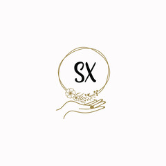 SX initial hand drawn wedding monogram logos