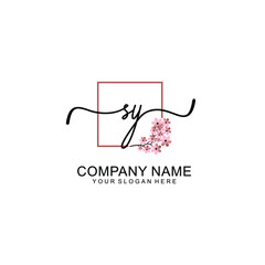 Initial SY beauty monogram and elegant logo design  handwriting logo of initial signature