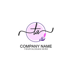 Initial TA beauty monogram and elegant logo design  handwriting logo of initial signature