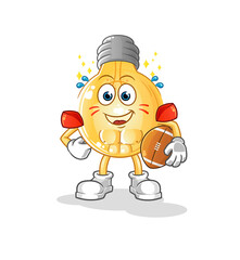 bulb playing rugby character. cartoon mascot vector