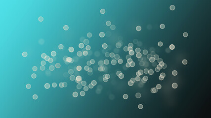 Bokeh particles on a green background, 3D rendering