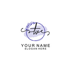 Initial TV beauty monogram and elegant logo design  handwriting logo of initial signature