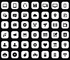 black and white icons set