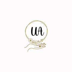 UA initial hand drawn wedding monogram logos