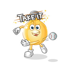 Obraz premium bulb throwing baseball vector. cartoon character