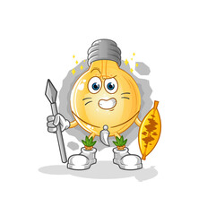 Obraz premium bulb african tribal fighter mascot. cartoon vector