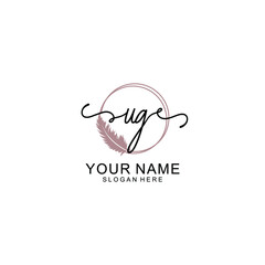 Initial UG beauty monogram and elegant logo design  handwriting logo of initial signature