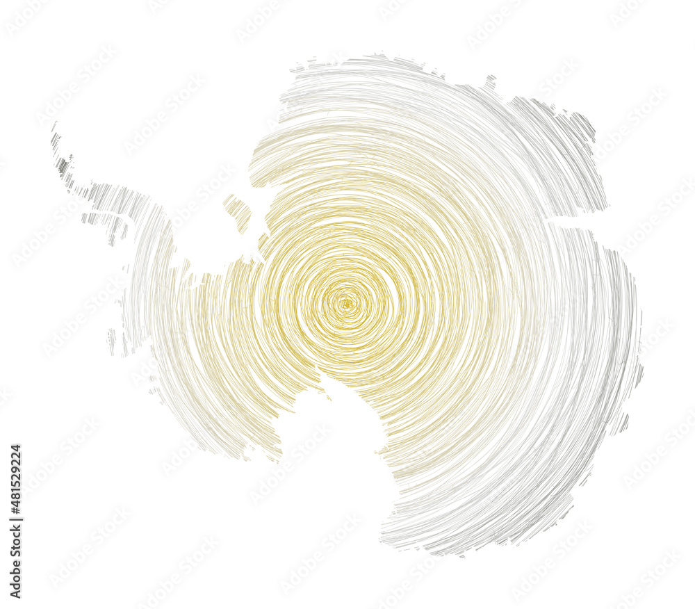 Poster antarctica map filled with concentric circles. sketch style circles in shape of the country. vector 