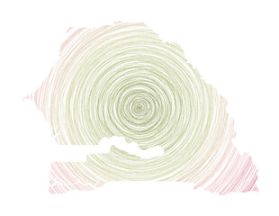 Fototapeta Senegal map filled with concentric circles. Sketch style circles in shape of the country. Vector Illustration. obraz