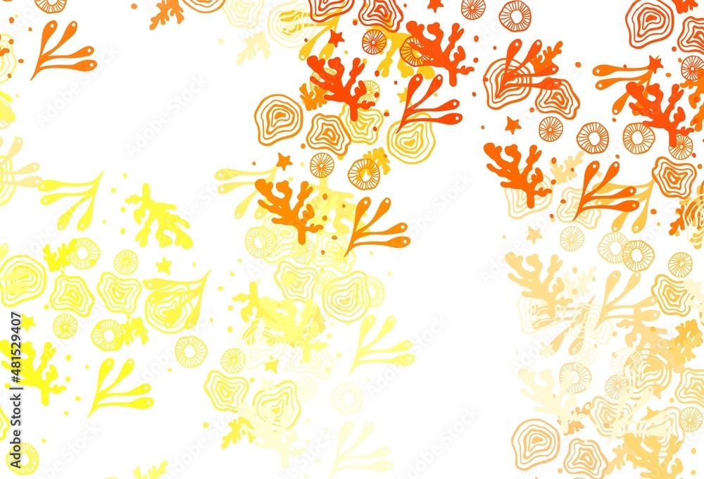 Aufkleber light red, yellow vector pattern with random forms.