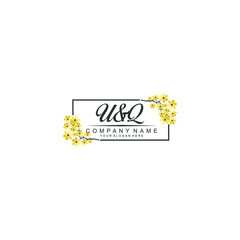 UQ Initial handwriting logo vector. Hand lettering for designs