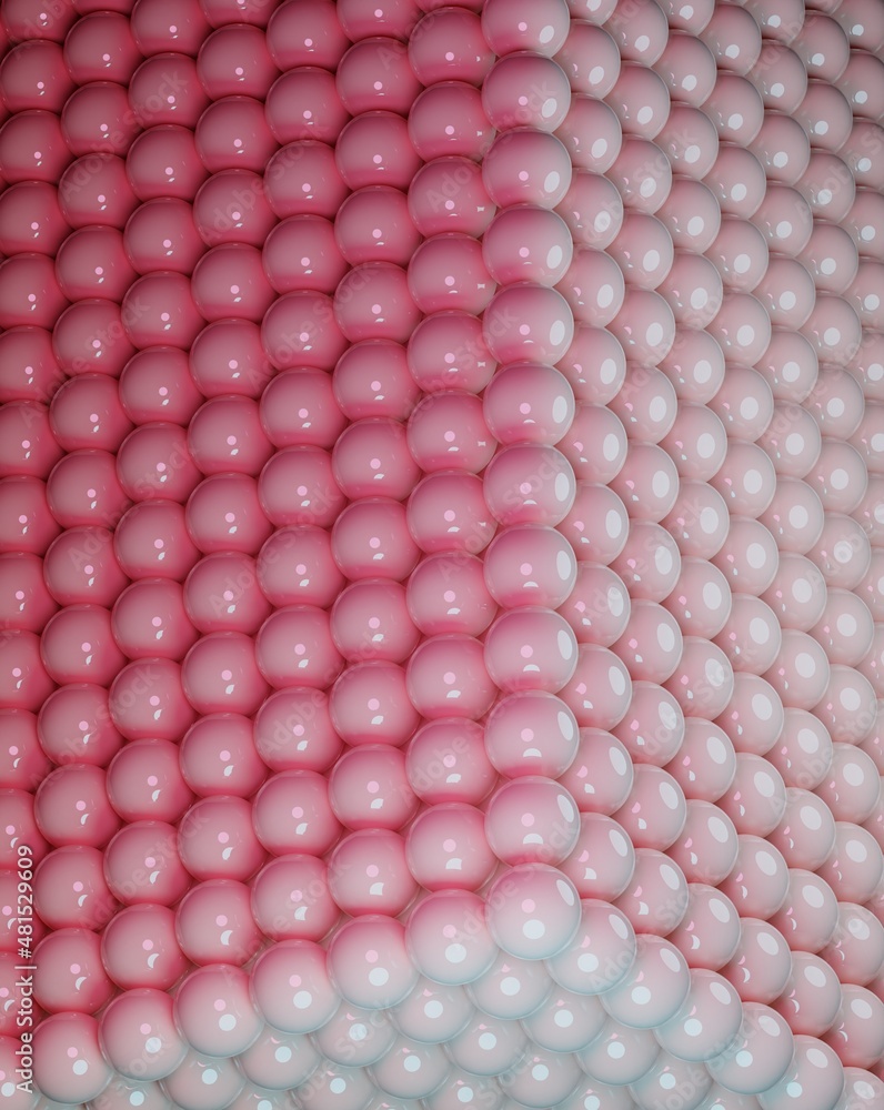 Poster realistic 3d render illustration of a colorful pattern background of spheres and balls. horizontal b