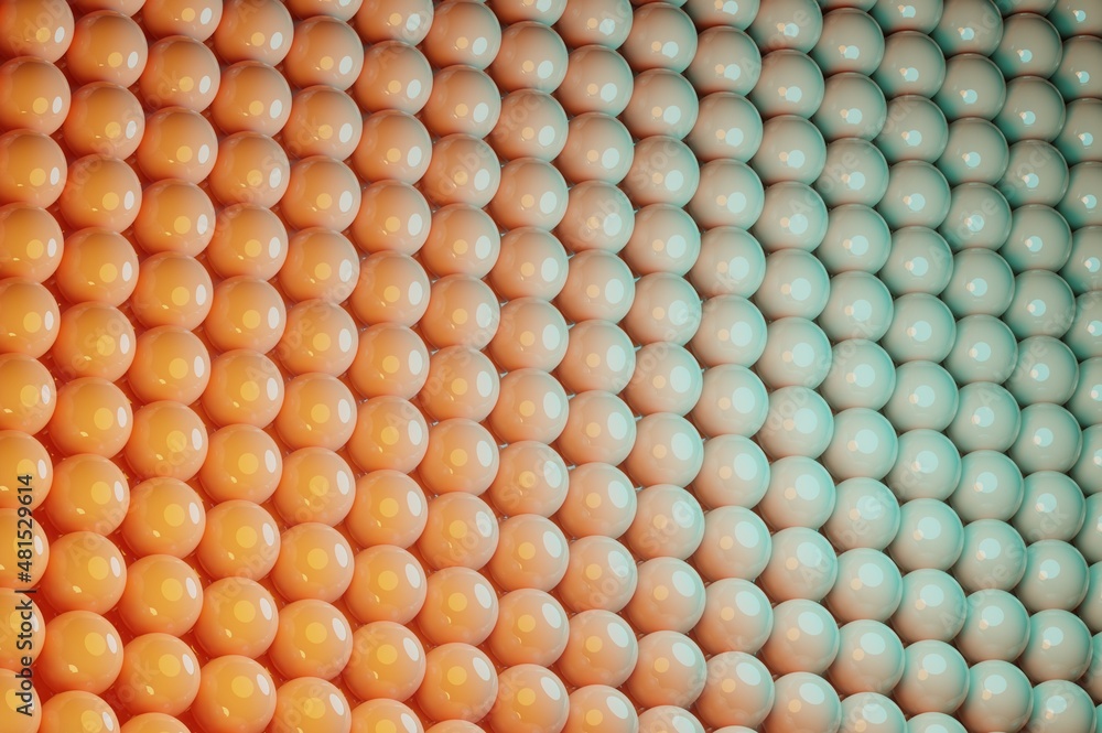 Poster realistic 3d render illustration of a colorful pattern background of spheres and balls. horizontal b