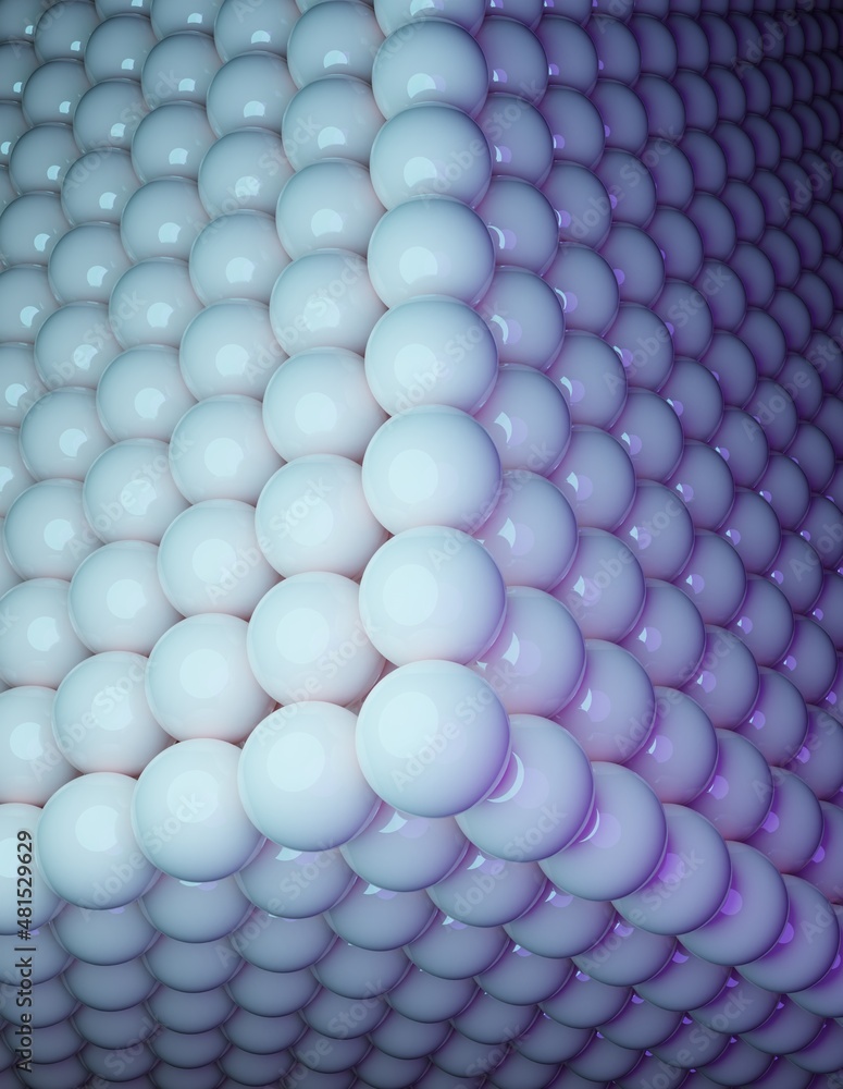 Poster realistic 3d render illustration of a colorful pattern background of spheres and balls. horizontal b