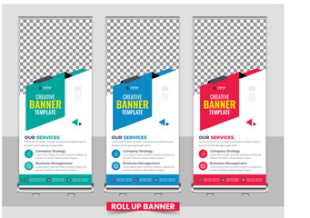 Obraz premium Creative Business Roll Up Signage Banner Template Design