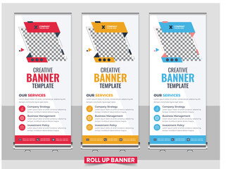 Creative business agency roll up banner design or roll Up Banner Template Layout