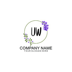 UW Initial handwriting logo vector. Hand lettering for designs