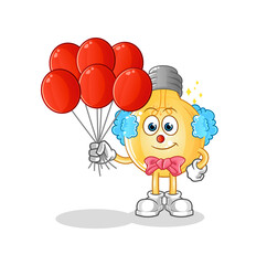 bulb clown with balloons vector. cartoon character