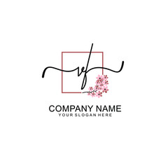 Initial VF beauty monogram and elegant logo design  handwriting logo of initial signature