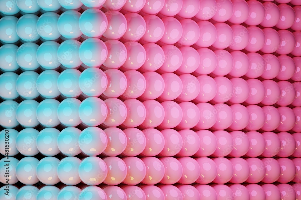 Poster realistic 3d render illustration of a colorful pattern background of spheres and balls. horizontal b