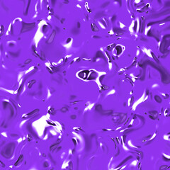 Abstract texture of glass surface purple color. Glossy surface of water. Texture of liquid molten gold. Square image. 3D image. 3D rendering.