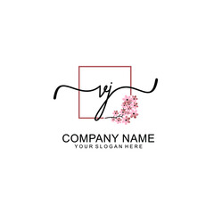 Initial VJ beauty monogram and elegant logo design  handwriting logo of initial signature