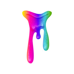 Dripping rainbow slime. Viscous liquid on a white isolated background. A toy for children. Vector cartoon illustration