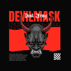 devil mask samurai illustratio for t-shirt design