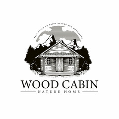 cabin mountain hand drawn logo