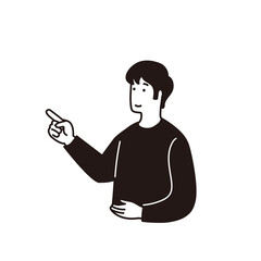 指差しするシンプルな男性のイラスト
