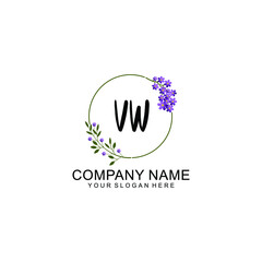 VW Initial handwriting logo vector. Hand lettering for designs