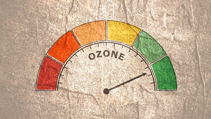Abstract meter read level of ozone result. - obrazy, fototapety, plakaty