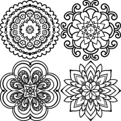 Mandalas hand drawing vector set , set of element for design and decoration