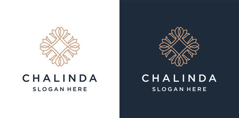 minimalist luxury floral logo design template