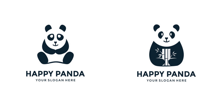 Minimalist panda logo template collection
