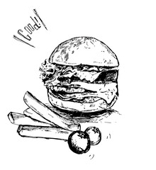 ハンバーガーとポテト